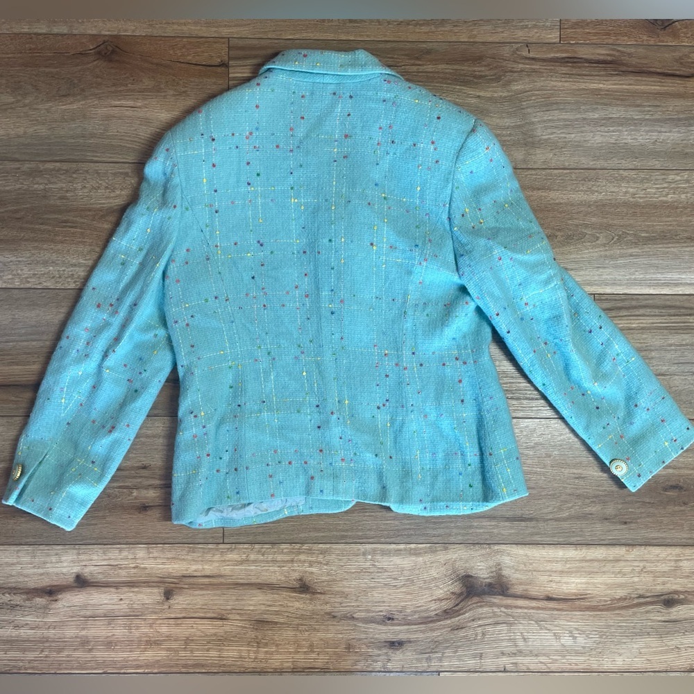 vintage Lilly Pulitzer blazer light-blue turquoise wool jacket, fleck pattern - Picture 11 of 13